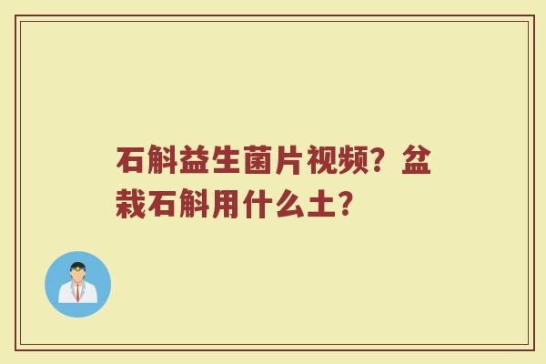 石斛益生菌片视频？盆栽石斛用什么土？
