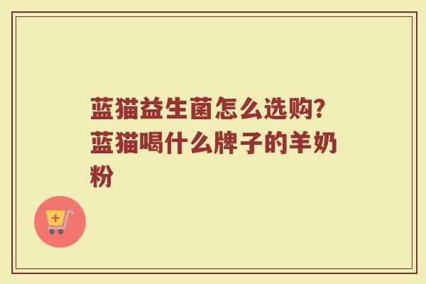 蓝猫益生菌怎么选购？蓝猫喝什么牌子的羊奶粉