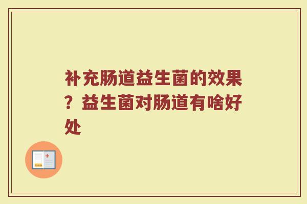 补充肠道益生菌的效果？益生菌对肠道有啥好处
