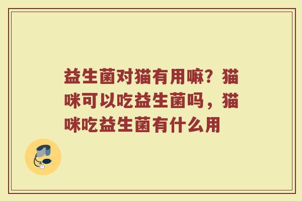 益生菌对猫有用嘛？猫咪可以吃益生菌吗，猫咪吃益生菌有什么用