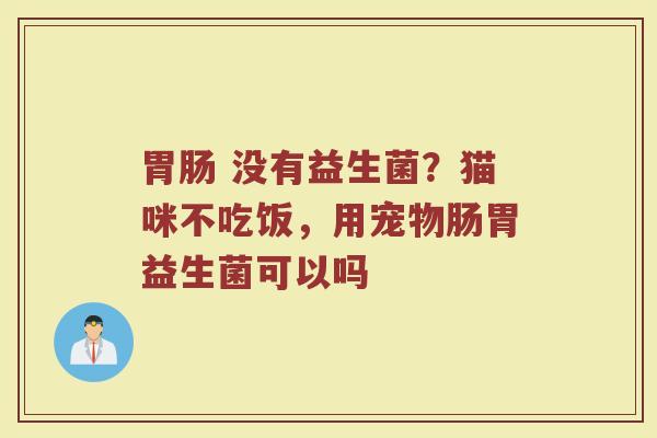 胃肠 没有益生菌？猫咪不吃饭，用宠物肠胃益生菌可以吗