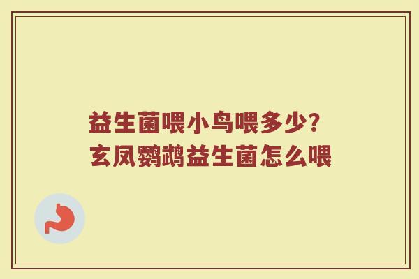 益生菌喂小鸟喂多少?玄凤鹦鹉益生菌怎么喂 益生菌喂小鸟喂多少?玄凤鹦鹉益生菌怎么喂