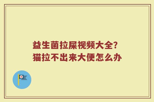 益生菌拉屎视频大全？猫拉不出来大便怎么办