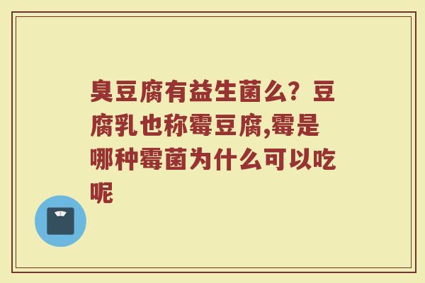 臭豆腐有益生菌么？豆腐乳也称霉豆腐,霉是哪种霉菌为什么可以吃呢