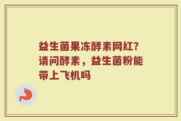 益生菌果冻酵素网红？请问酵素，益生菌粉能带上飞机吗