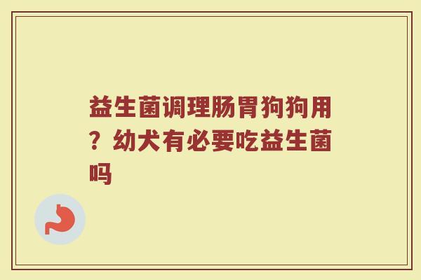益生菌调理肠胃狗狗用？幼犬有必要吃益生菌吗