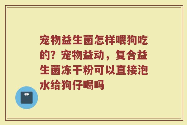 宠物益生菌怎样喂狗吃的?宠物益动,复合益生菌冻干粉可以直接泡水给狗仔喝吗 宠物益生菌怎样喂狗吃的?宠物益动,复合益生菌冻干粉可以直接泡水给狗仔喝吗