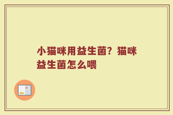 小猫咪用益生菌？猫咪益生菌怎么喂
