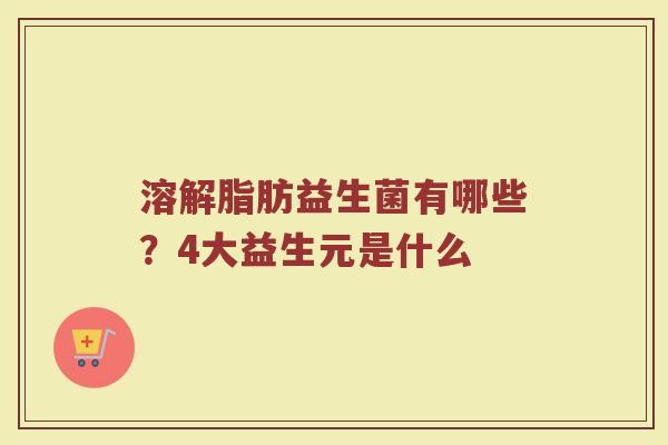 溶解脂肪益生菌有哪些？4大益生元是什么