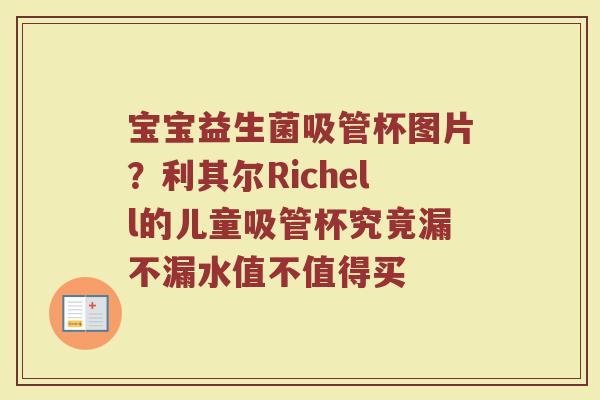 宝宝益生菌吸管杯图片？利其尔Richell的儿童吸管杯究竟漏不漏水值不值得买