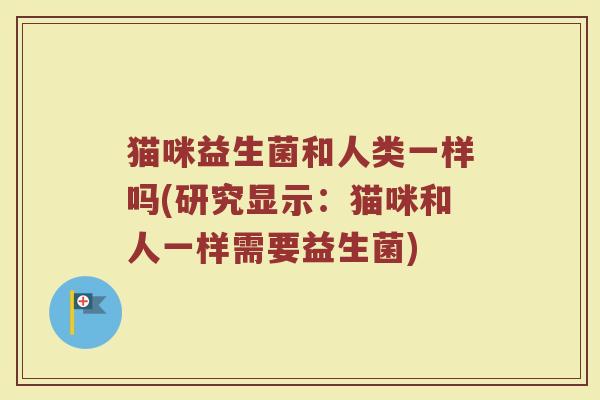 猫咪益生菌和人类一样吗(研究显示：猫咪和人一样需要益生菌)