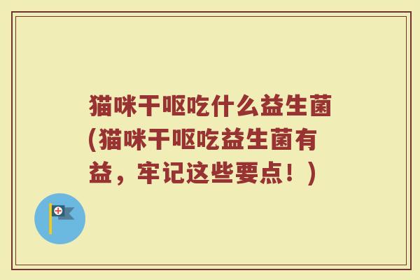 猫咪干呕吃什么益生菌(猫咪干呕吃益生菌有益，牢记这些要点！)