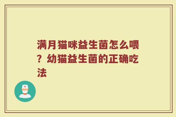 满月猫咪益生菌怎么喂？幼猫益生菌的正确吃法