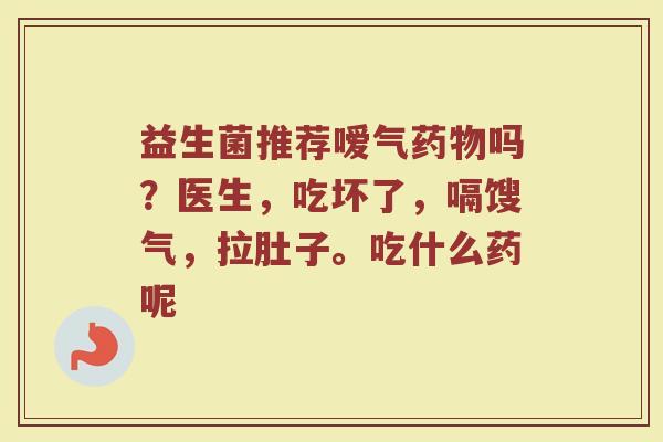 益生菌推荐嗳气药物吗？医生，吃坏了，嗝馊气，拉肚子。吃什么药呢