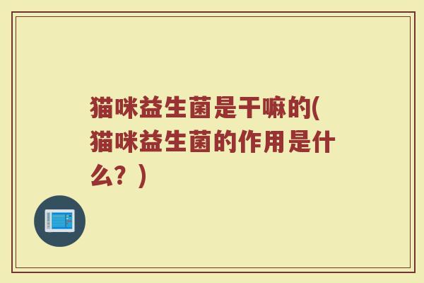 猫咪益生菌是干嘛的(猫咪益生菌的作用是什么？)
