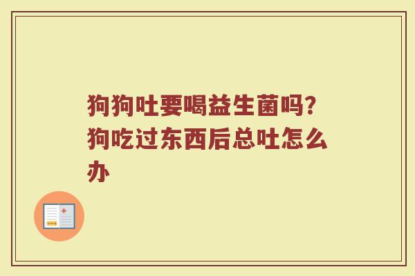 狗狗吐要喝益生菌吗?狗吃过东西后总吐怎么办 狗狗吐要喝益生菌吗?狗吃过东西后总吐怎么办