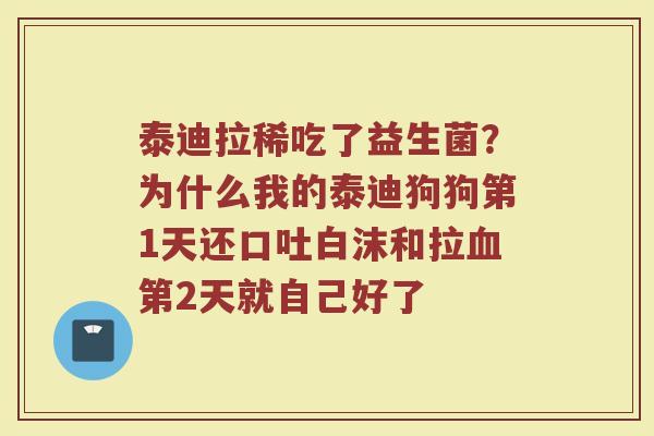 泰迪拉稀吃了益生菌？为什么我的泰迪狗狗第1天还口吐白沫和拉血第2天就自己好了