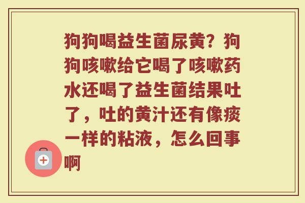 狗狗喝益生菌尿黄？狗狗咳嗽给它喝了咳嗽药水还喝了益生菌结果吐了，吐的黄汁还有像痰一样的粘液，怎么回事啊
