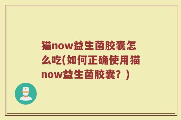 猫now益生菌胶囊怎么吃(如何正确使用猫now益生菌胶囊？)