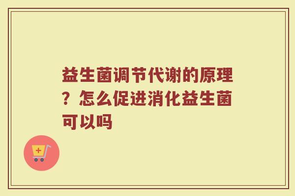益生菌调节代谢的原理？怎么促进消化益生菌可以吗