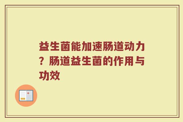 益生菌能加速肠道动力？肠道益生菌的作用与功效