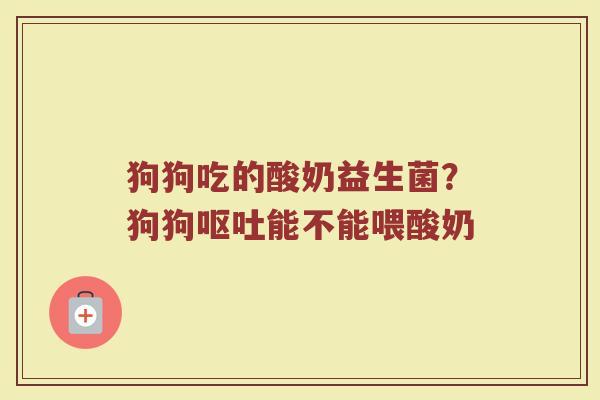 狗狗吃的酸奶益生菌？狗狗呕吐能不能喂酸奶