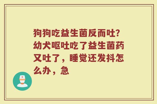 狗狗吃益生菌反而吐？幼犬呕吐吃了益生菌药又吐了，睡觉还发抖怎么办，急