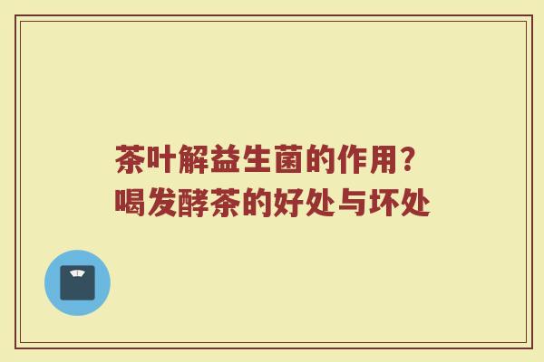 茶叶解益生菌的作用？喝发酵茶的好处与坏处