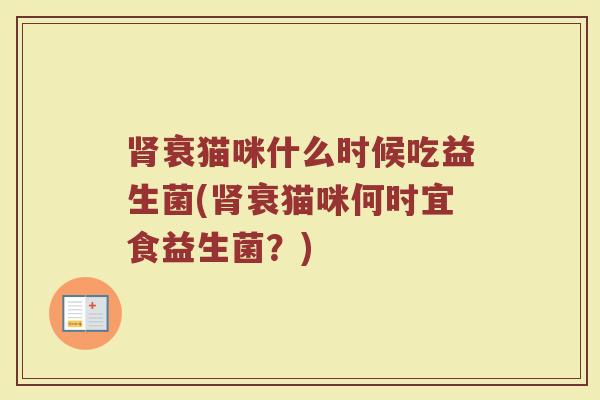 肾衰猫咪什么时候吃益生菌(肾衰猫咪何时宜食益生菌？)