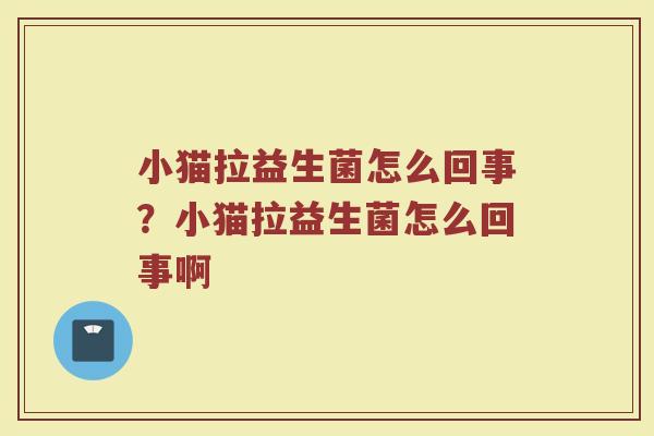 小猫拉益生菌怎么回事?小猫拉益生菌怎么回事啊