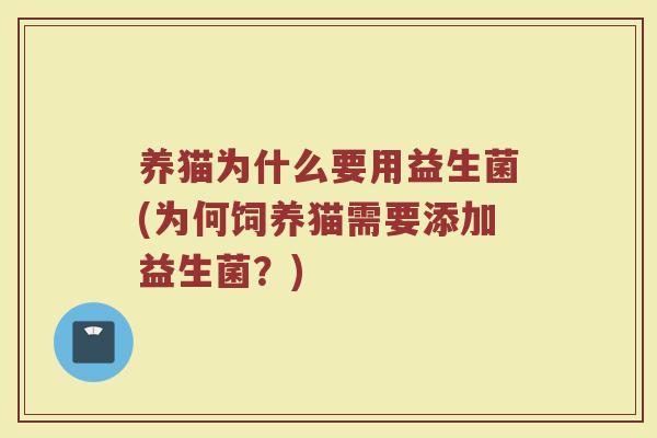 养猫为什么要用益生菌(为何饲养猫需要添加益生菌?)