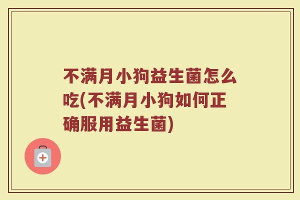 不满月小狗益生菌怎么吃(不满月小狗如何正确服用益生菌)