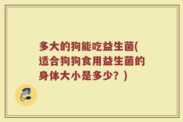 多大的狗能吃益生菌(适合狗狗食用益生菌的身体大小是多少?)