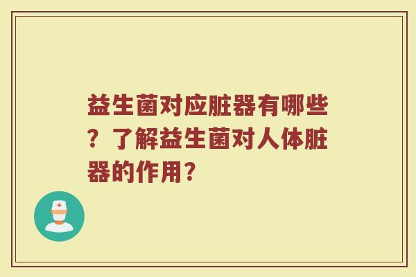 益生菌对应脏器有哪些？了解益生菌对人体脏器的作用？