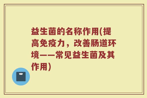 益生菌的名称作用(提高免疫力,改善肠道环境——常见益生菌及其作用)