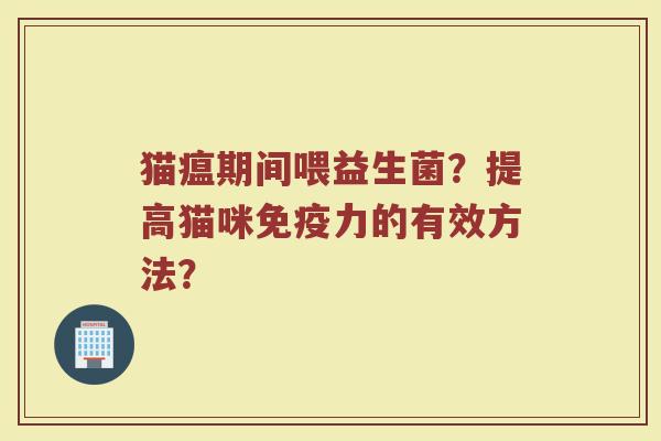 猫瘟期间喂益生菌?提高猫咪免疫力的有效方法?