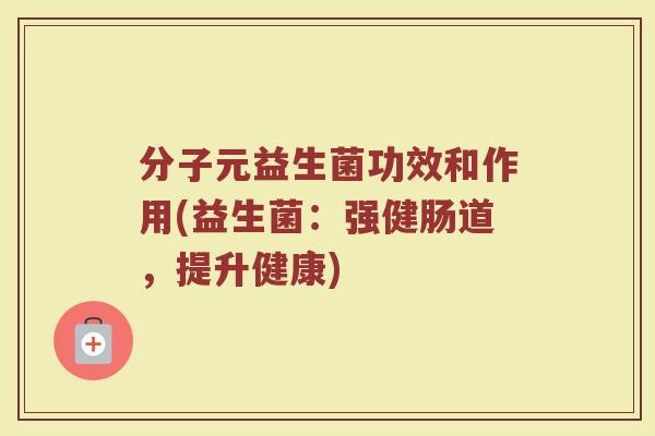分子元益生菌功效和作用(益生菌:强健肠道,提升健康)