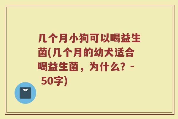 几个月小狗可以喝益生菌(几个月的幼犬适合喝益生菌,为什么?)