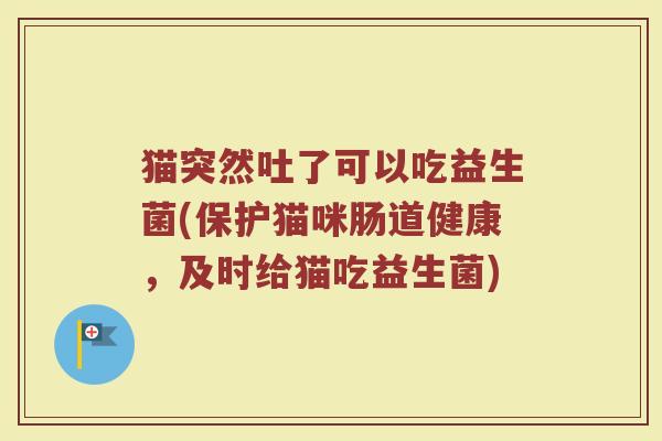 猫突然吐了可以吃益生菌(保护猫咪肠道健康，及时给猫吃益生菌)