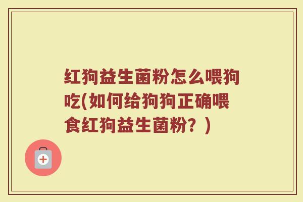 红狗益生菌粉怎么喂狗吃(如何给狗狗正确喂食红狗益生菌粉?)