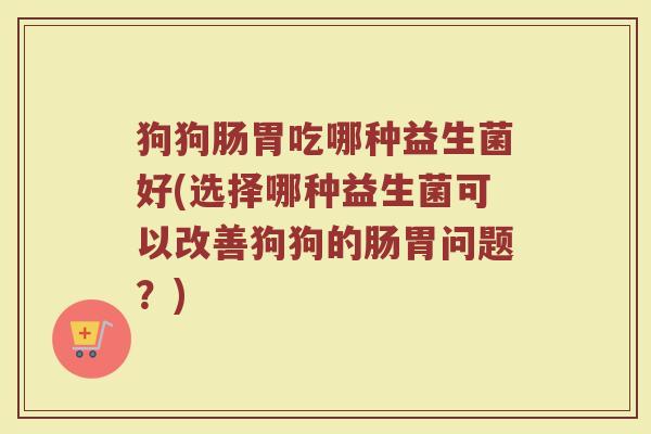 狗狗肠胃吃哪种益生菌好(选择哪种益生菌可以改善狗狗的肠胃问题？)