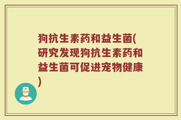 狗抗生素药和益生菌(研究发现狗抗生素药和益生菌可促进宠物健康)