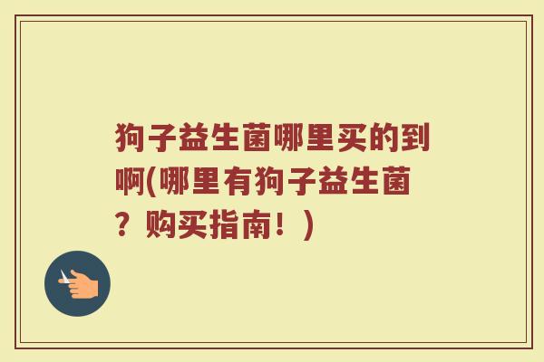 狗子益生菌哪里买的到啊(哪里有狗子益生菌?购买指南!) 狗子益生菌哪里买的到啊(哪里有狗子益生菌?购买指南!)