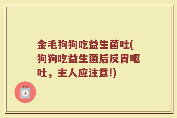 金毛狗狗吃益生菌吐(狗狗吃益生菌后反胃,主人应注意!) 金毛狗狗吃益生菌吐(狗狗吃益生菌后反胃,主人应注意!)