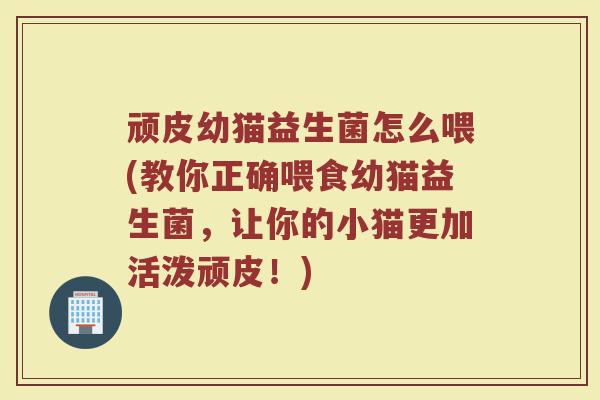 顽皮幼猫益生菌怎么喂(教你正确喂食幼猫益生菌,让你的小猫更加活泼顽皮!)
