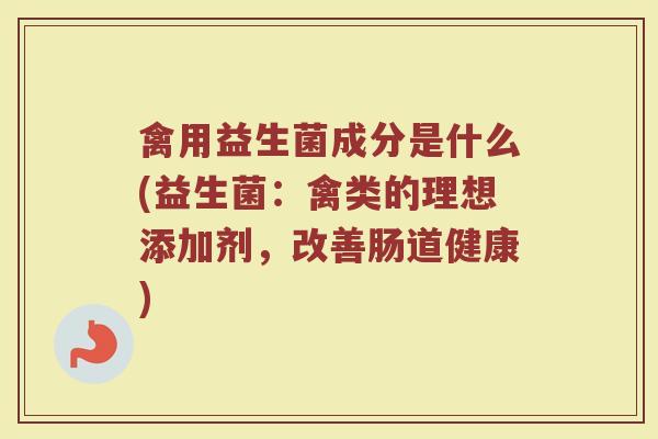 禽用益生菌成分是什么(益生菌:禽类的理想添加剂,改善肠道健康)