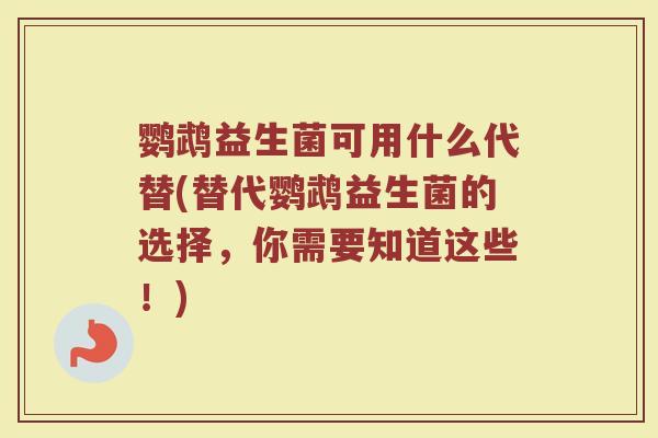 鹦鹉益生菌可用什么代替(替代鹦鹉益生菌的选择,你需要知道这些!)