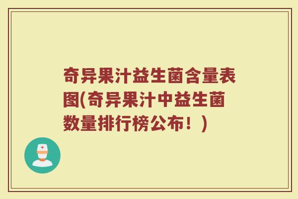 奇异果汁益生菌含量表图(奇异果汁中益生菌数量排行榜公布!)