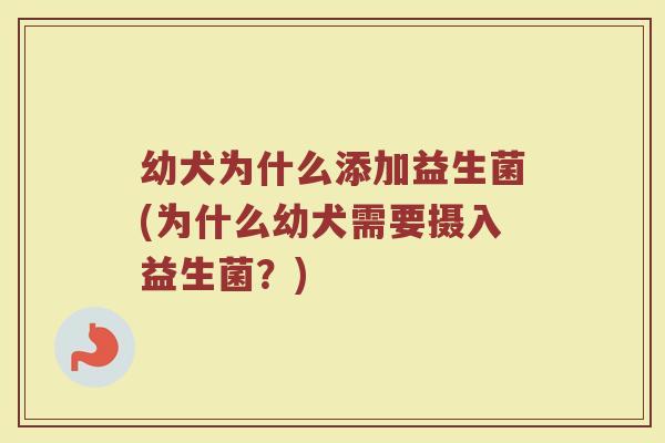 幼犬为什么添加益生菌(为什么幼犬需要摄入益生菌?)