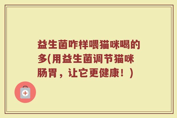 益生菌咋样喂猫咪喝的多(用益生菌调节猫咪肠胃，让它更健康！)